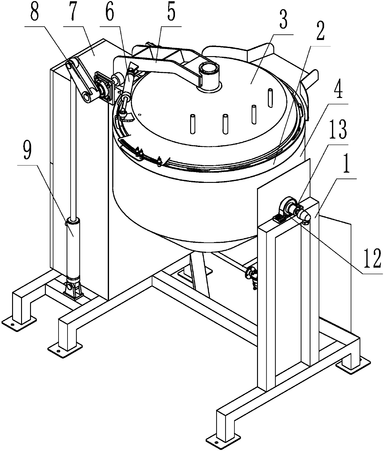Cooking pot with function of automatically turning pot body and opening pot cover