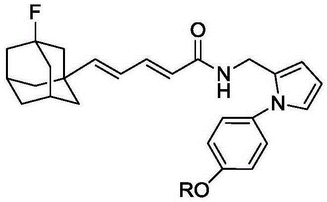 A class of compounds containing alkoxyphenyl and diene fluoroadamantane structures and uses thereof