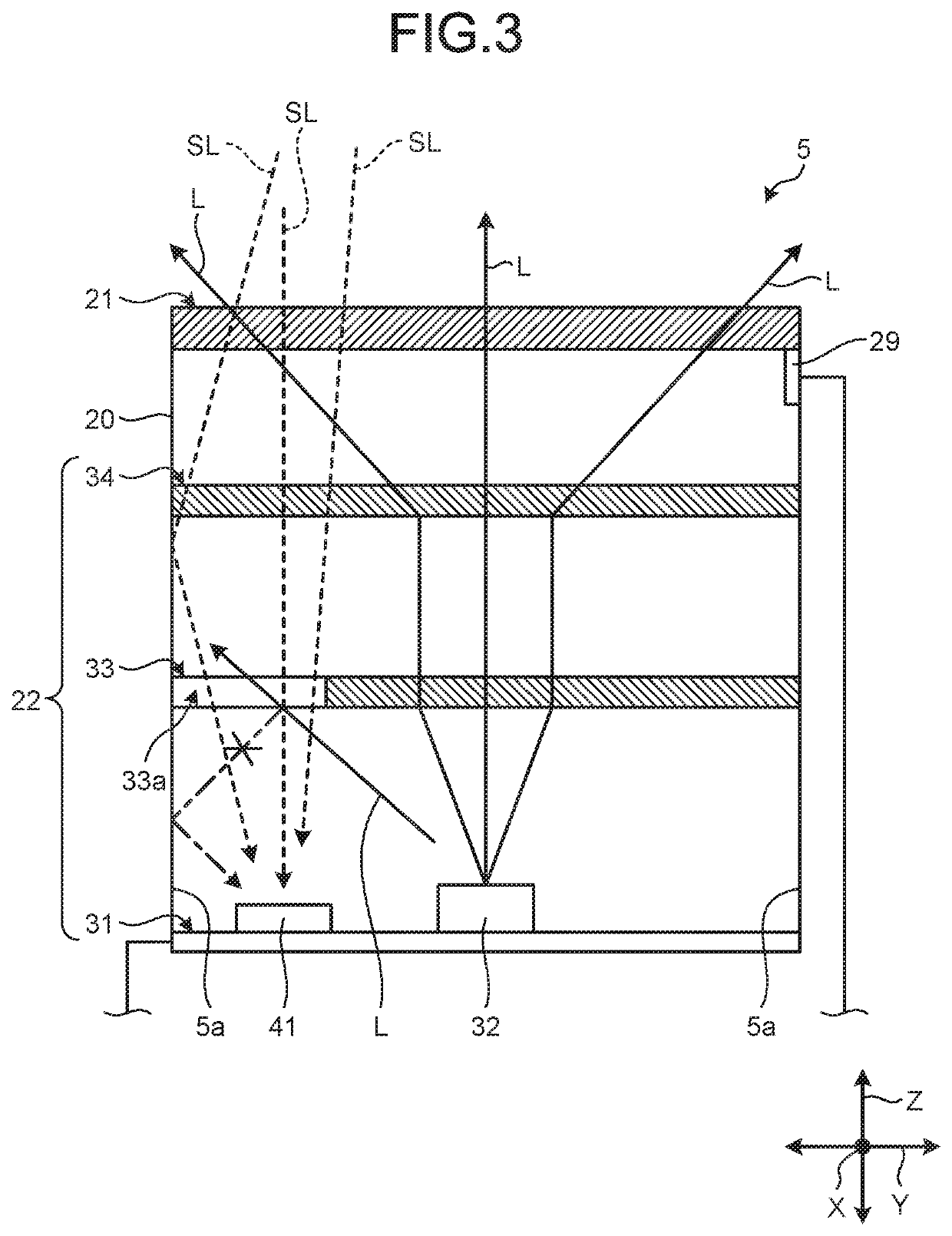 Vehicle display device including passage extending through optical member