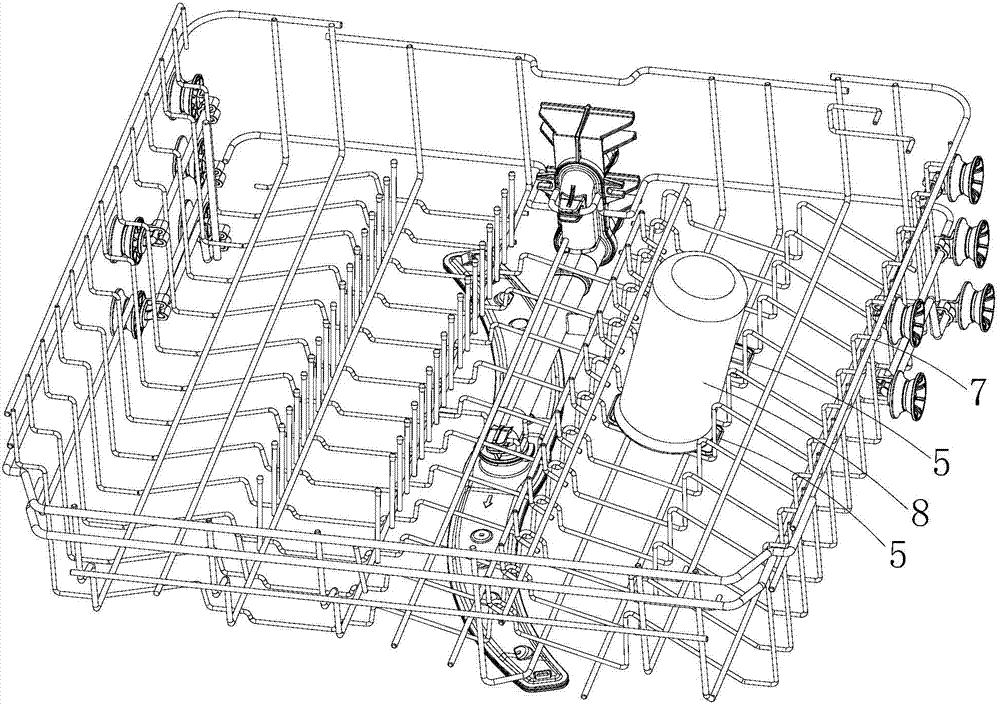 Region-washing-controllable jetting device of dish-washing machine