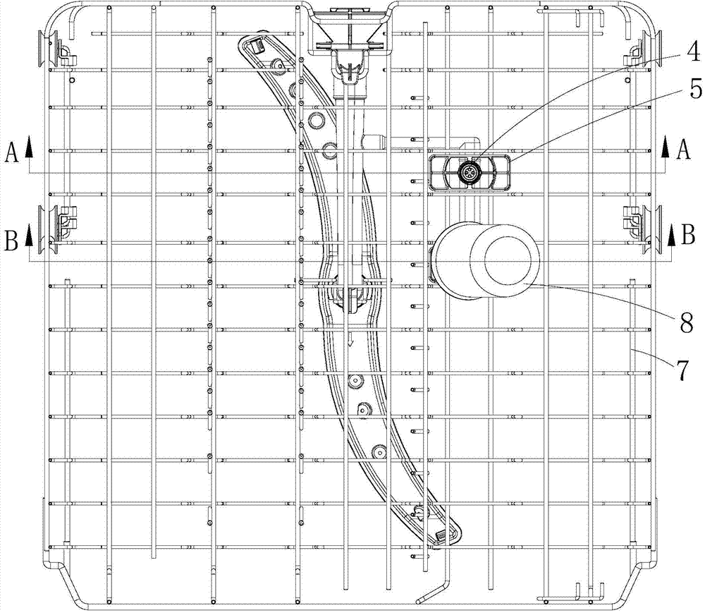 Region-washing-controllable jetting device of dish-washing machine