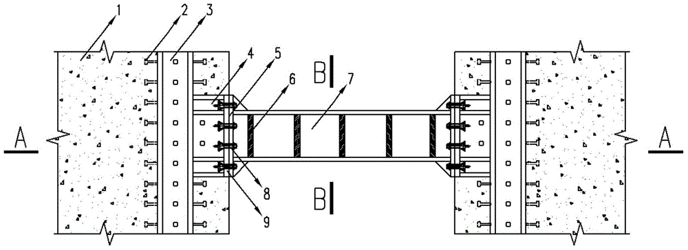 High-accuracy steel connecting beam and concrete shear wall assembling type single-way bolt connecting system