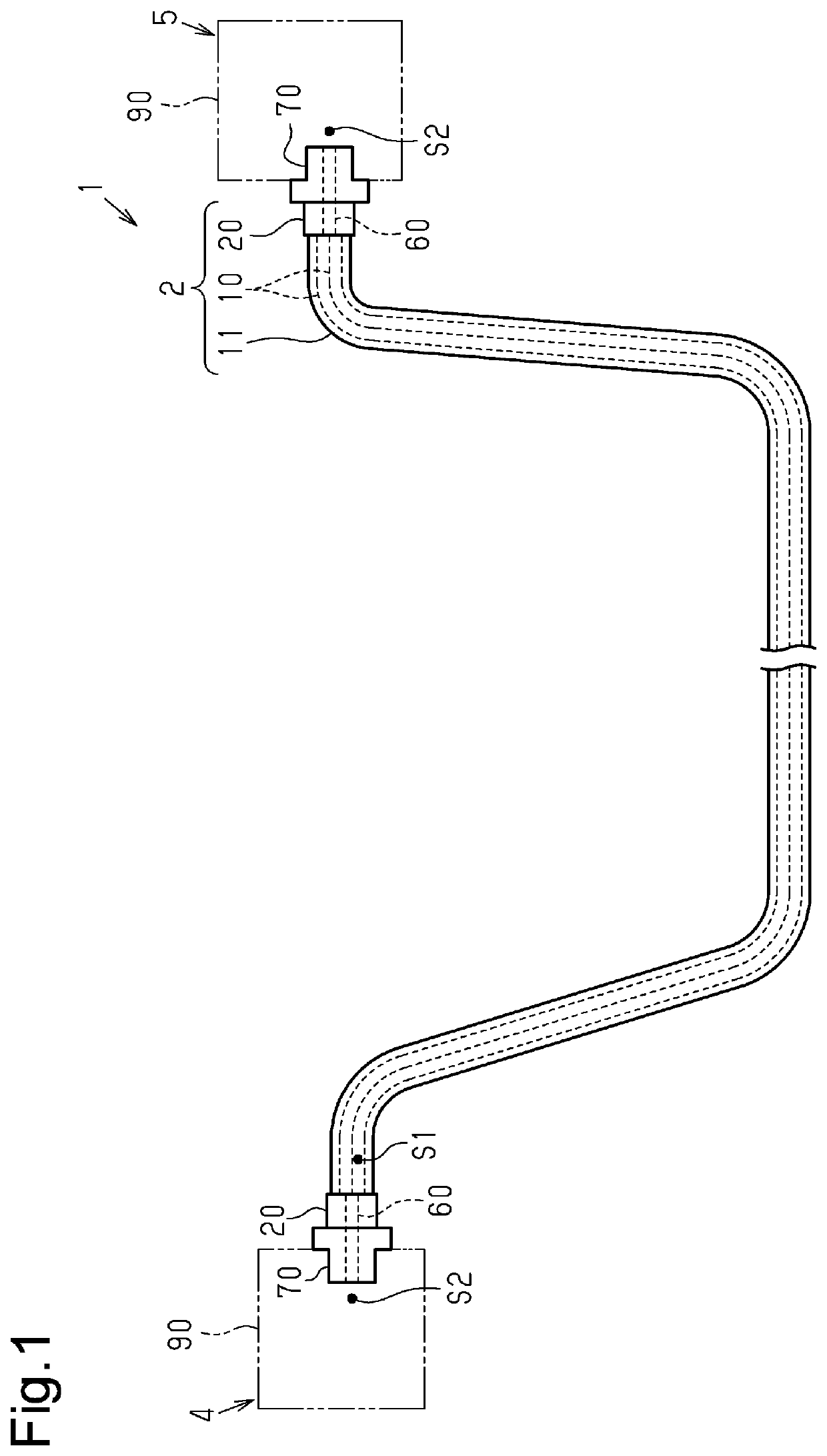 Connector and conduction path