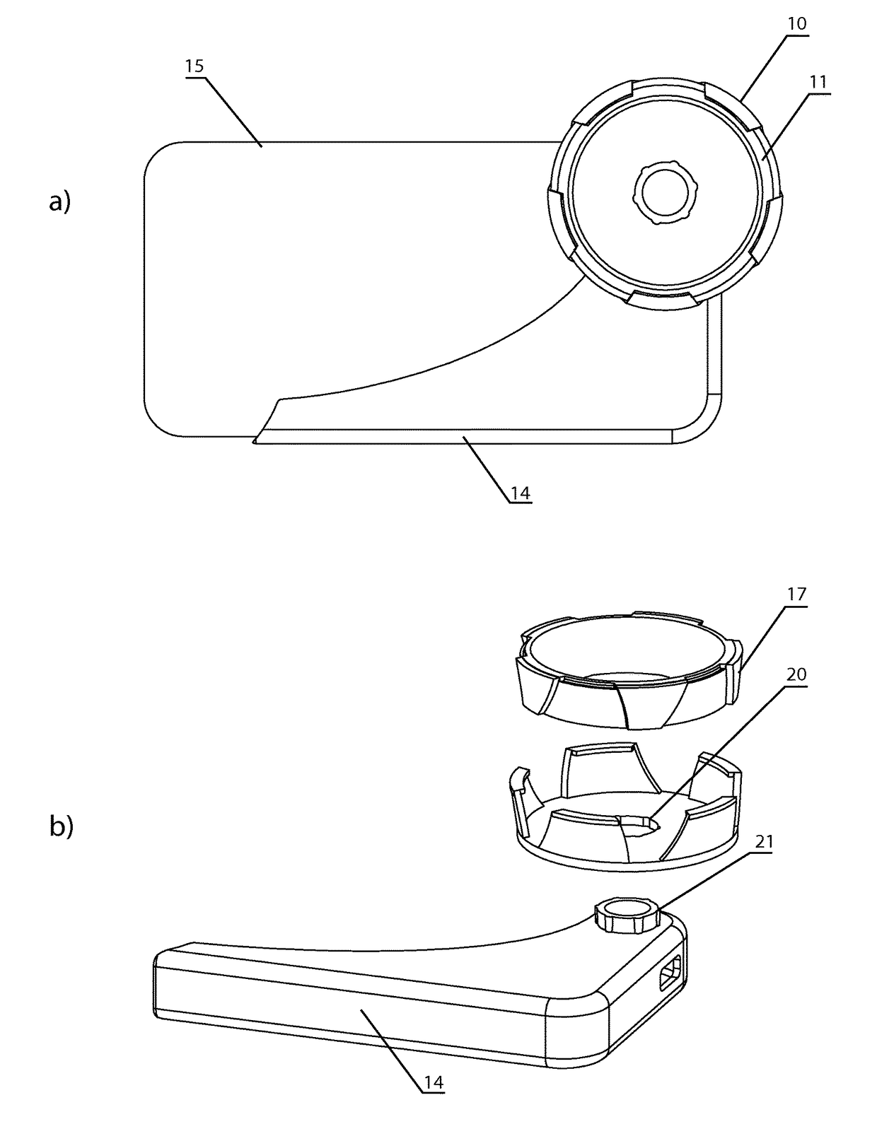 Adaptor for connecting an electronic device having a camera to an optical device