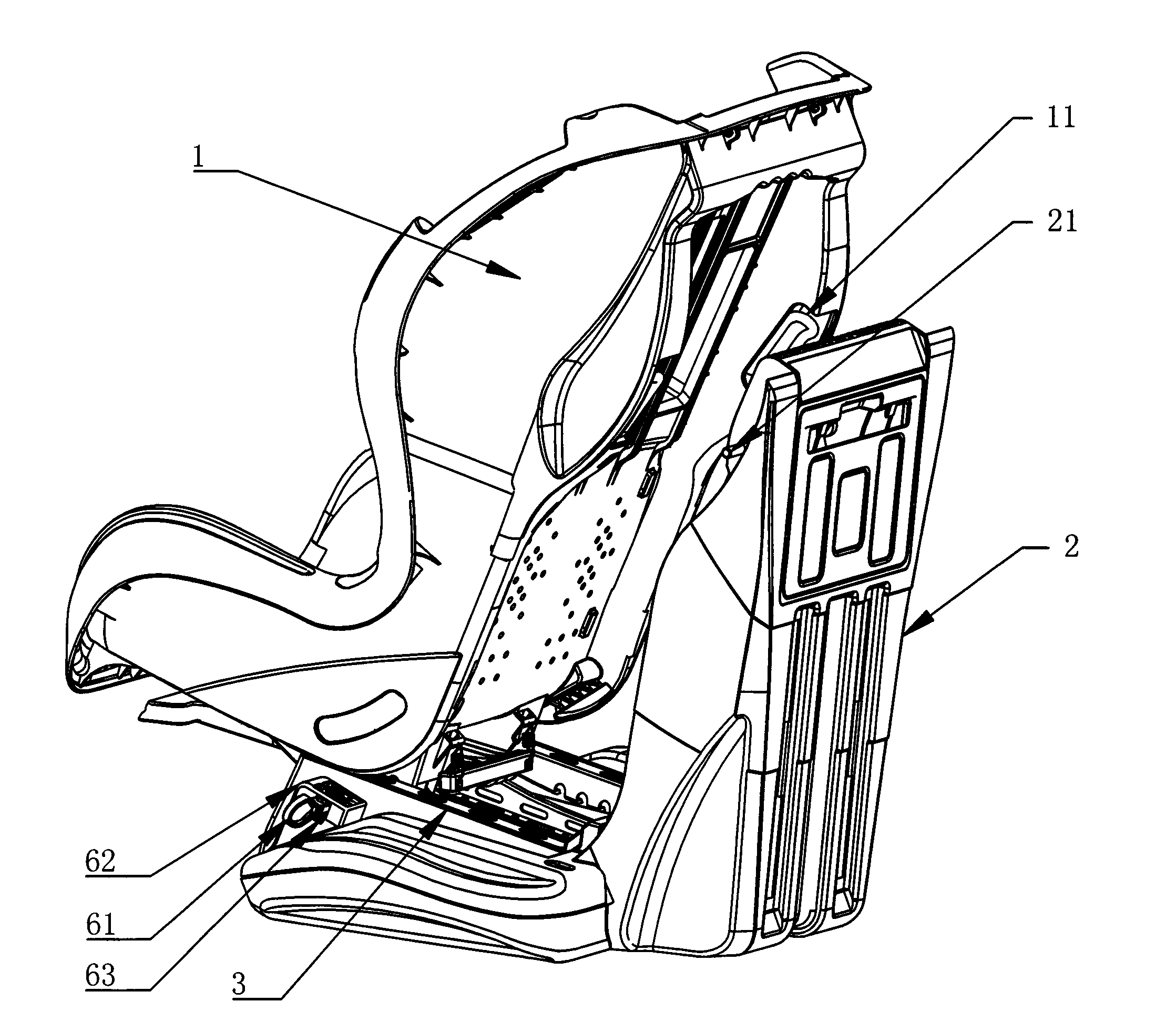 Connecting structure of safety chair for children
