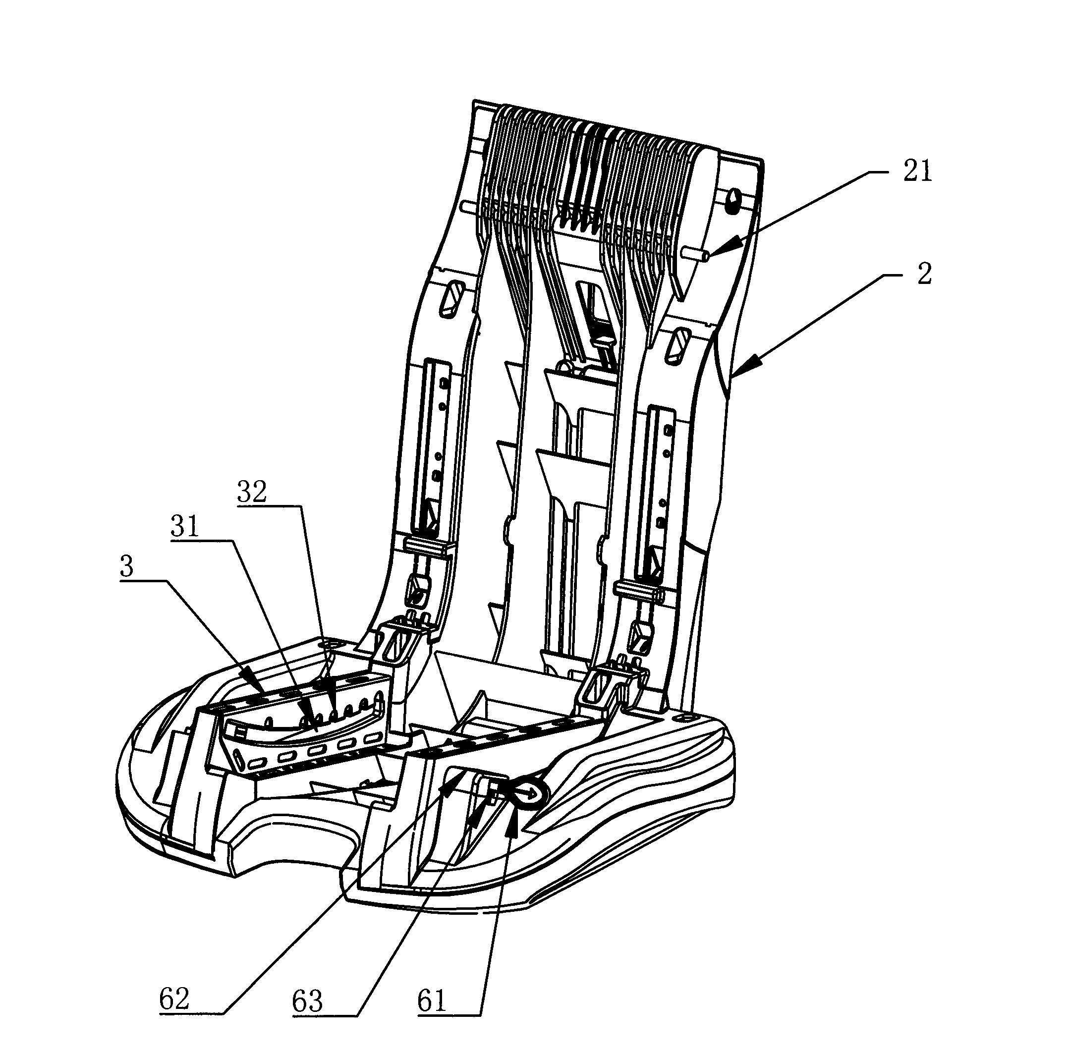 Connecting structure of safety chair for children