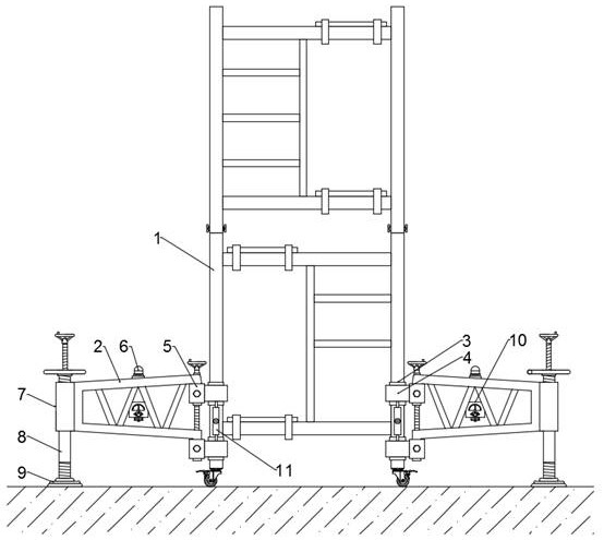 Scaffold deviation detection device for building construction
