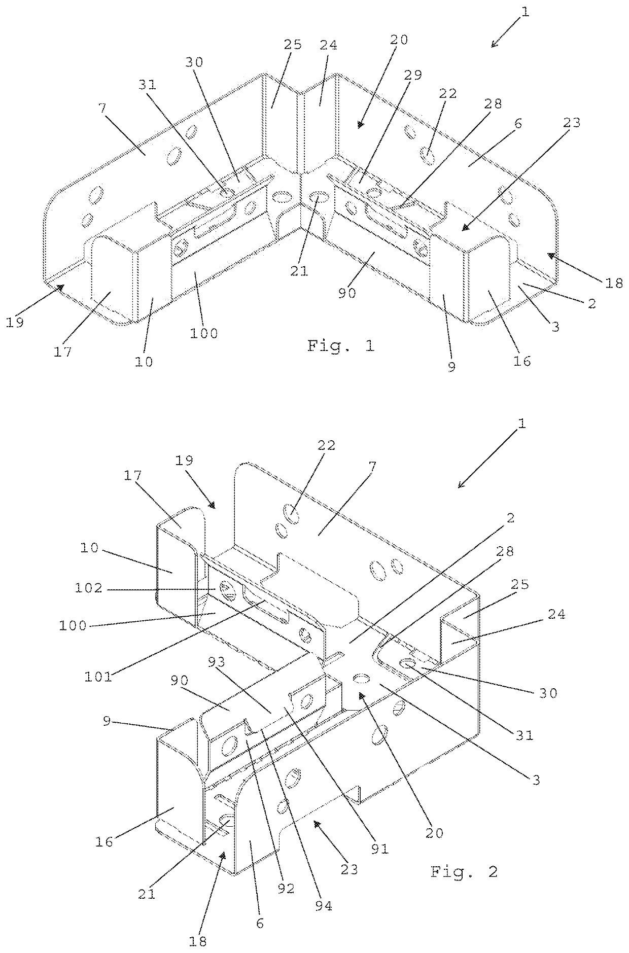 A corner element for a cage-like structure and a cage-like structure provided with such corner elements