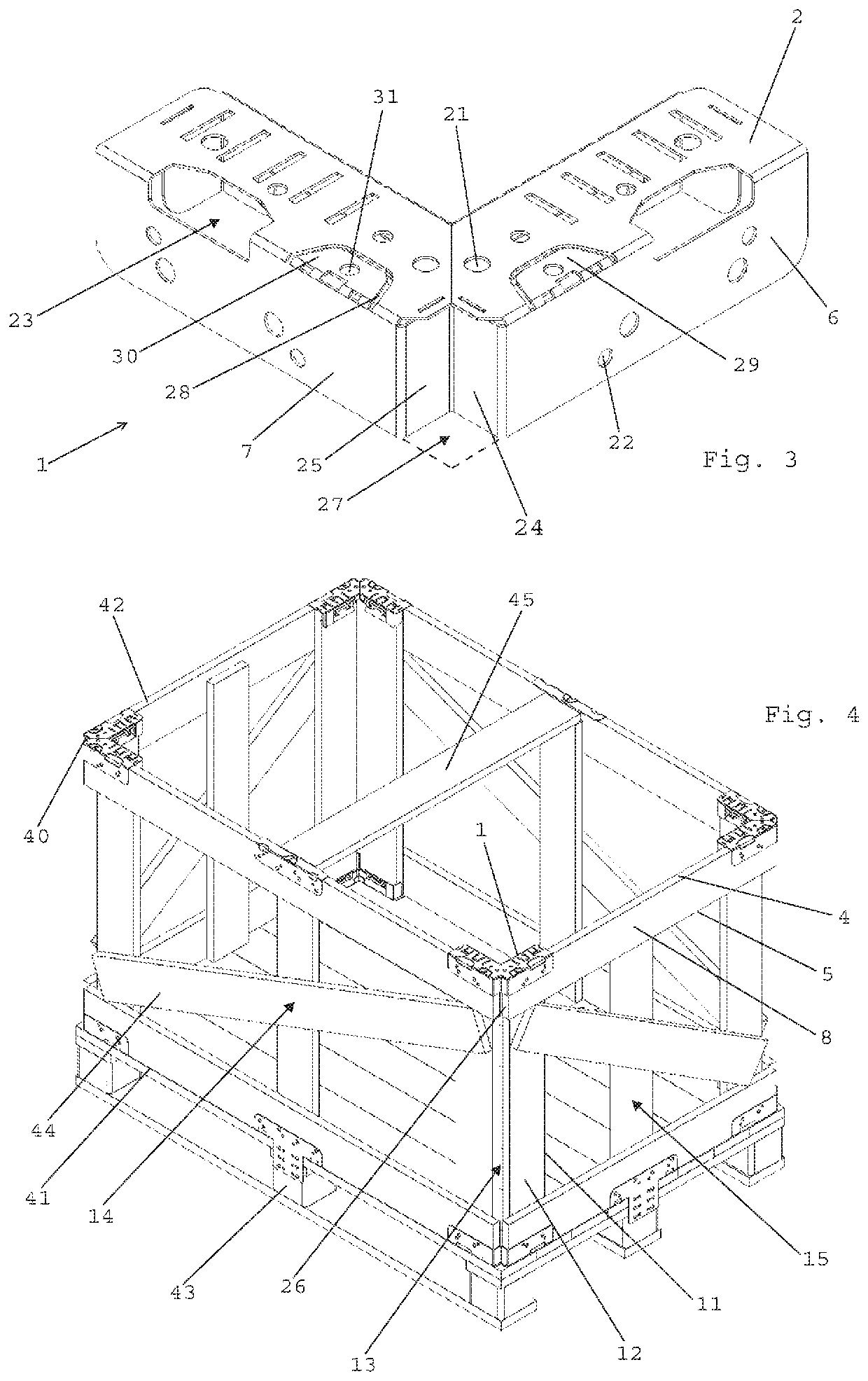 A corner element for a cage-like structure and a cage-like structure provided with such corner elements