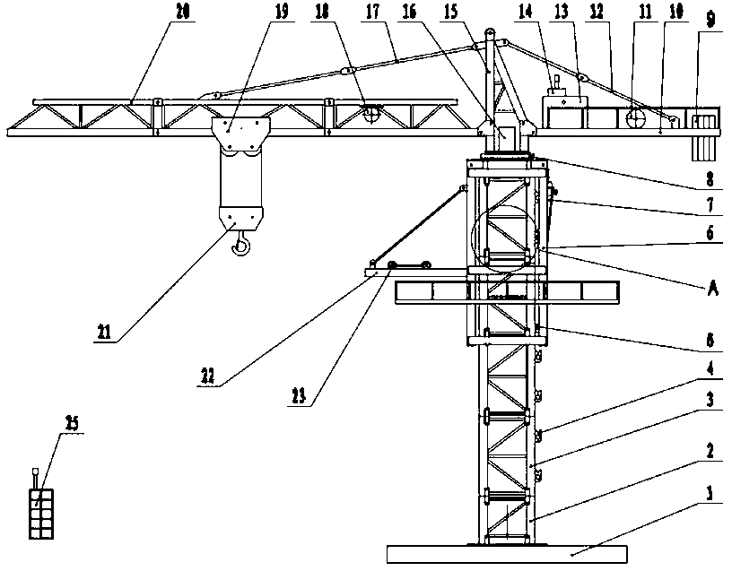 Examining and training teaching aid and method for assembling and disassembling tower crane