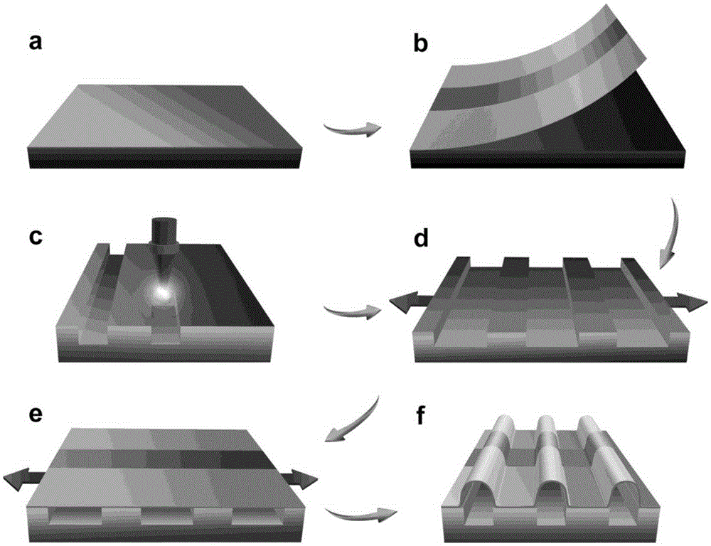 Stretching organic electroluminescence device with periodically regular crease structure