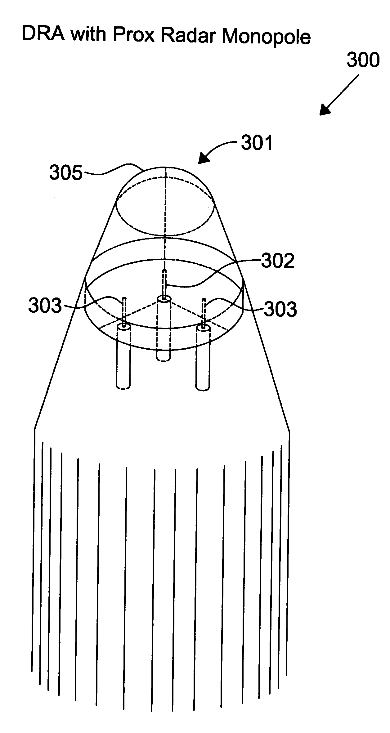 Proximity radar antenna co-located with GPS DRA fuze
