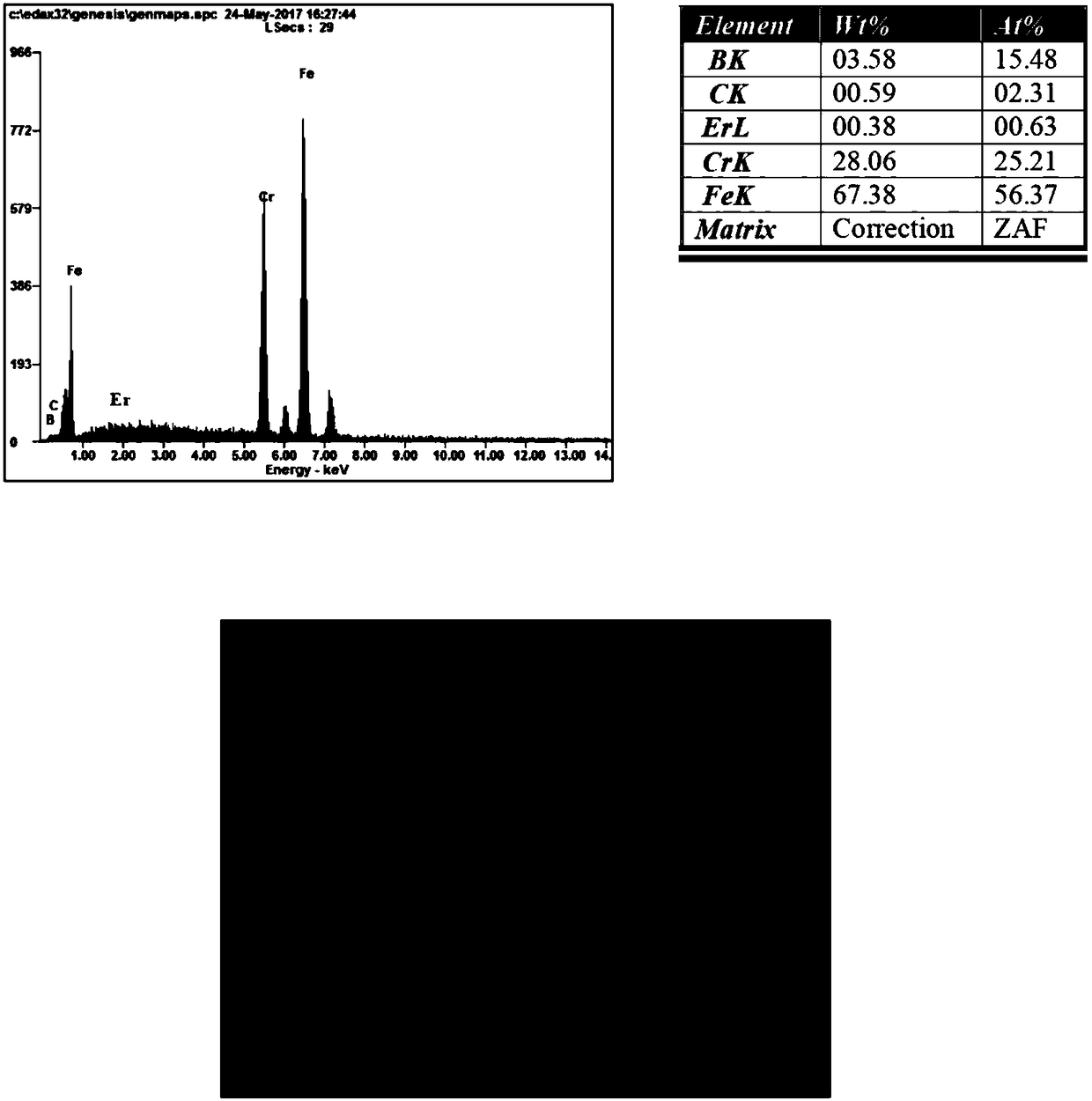 Erbium nitrate modified toughened high-hardness alloy and casting method thereof