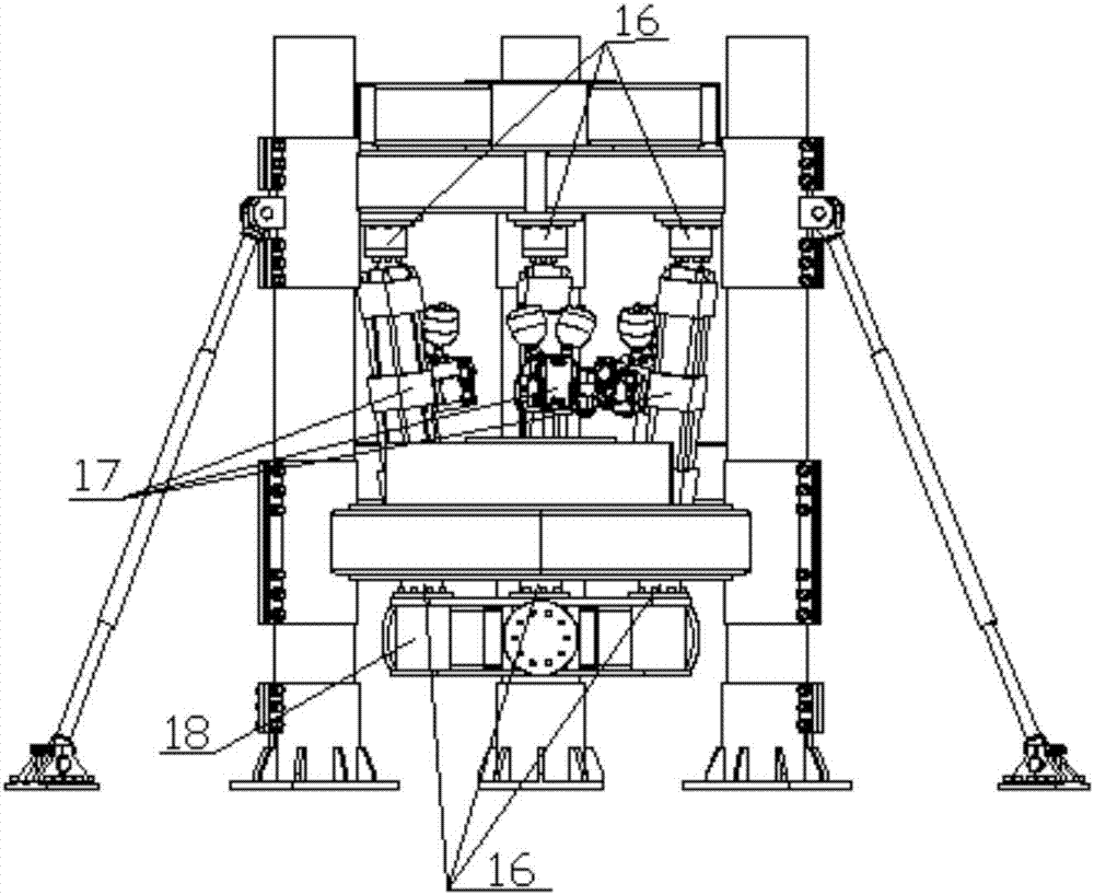Three-branch six-degrees-of-freedom low-temperature test bed of railway vehicle air spring