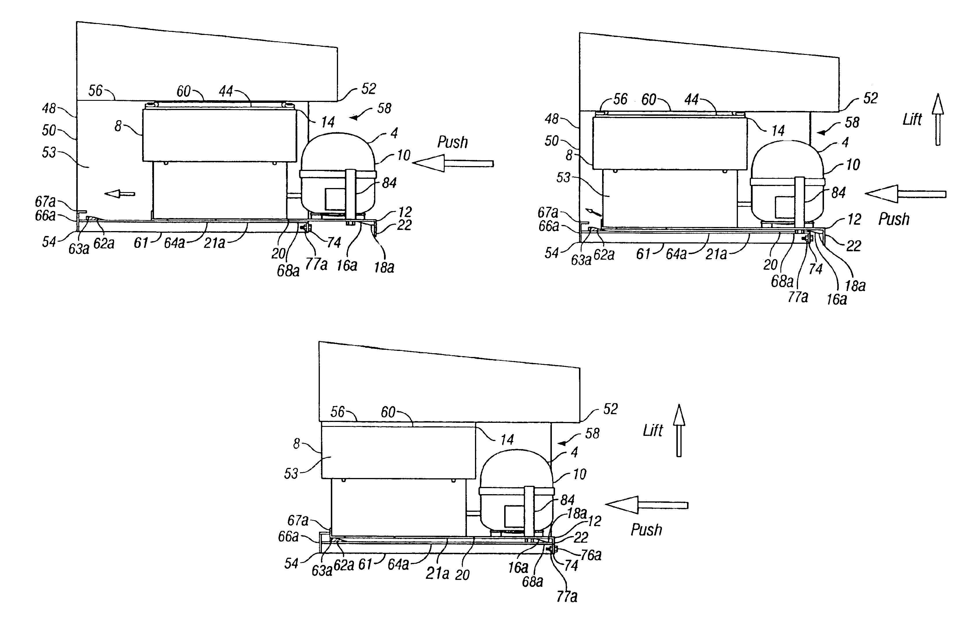 Refrigerator cooler and housing cabinet and an improved method of insertion of the refrigerator compressor unit