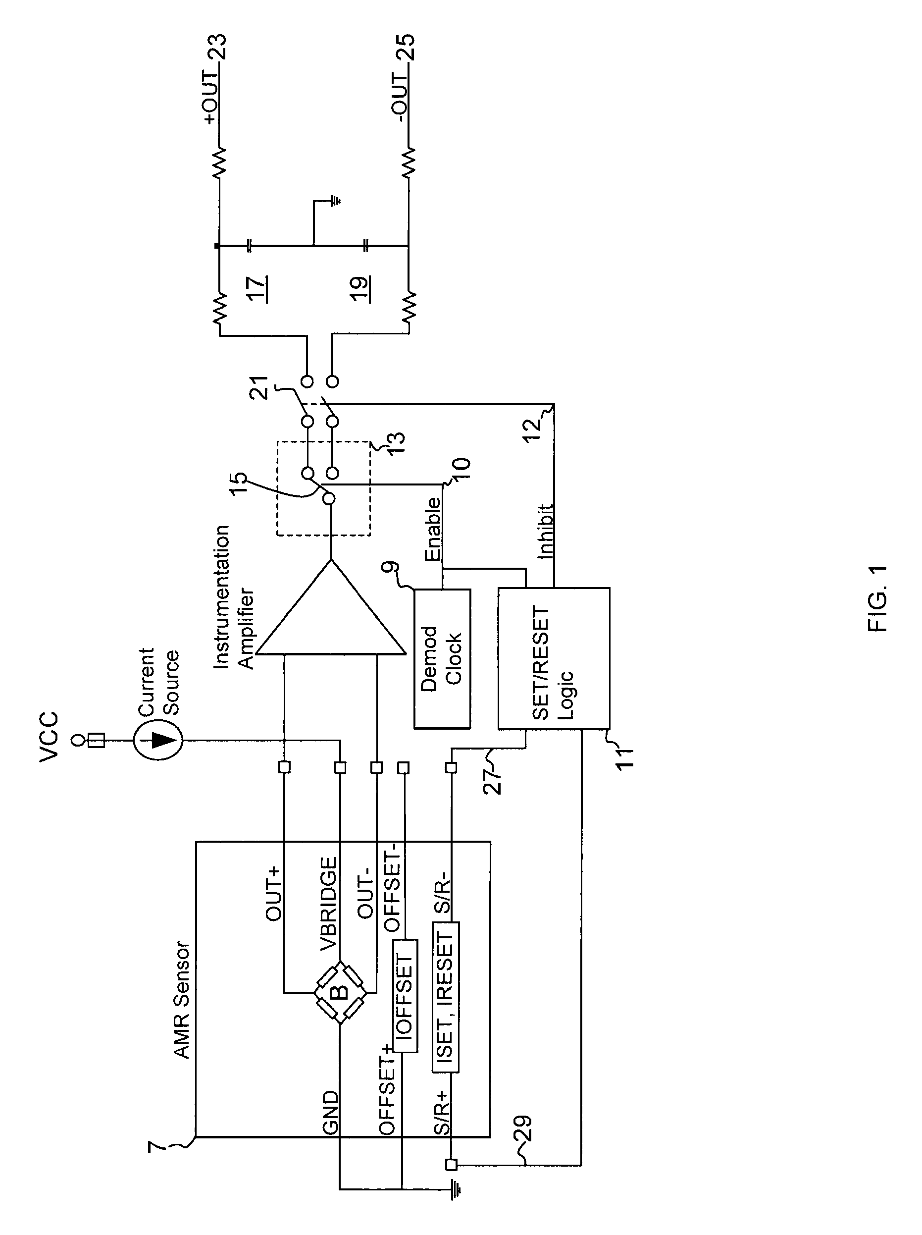 Correcting offset in magneto-resistive devices