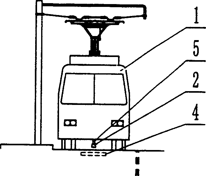 Neutral tracking position detector for station region charged trolley bus in