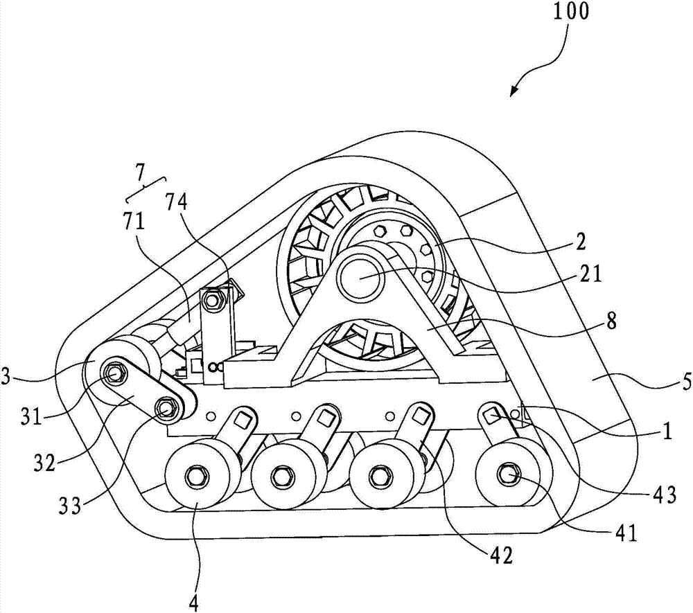 Track walking device having independent damping function