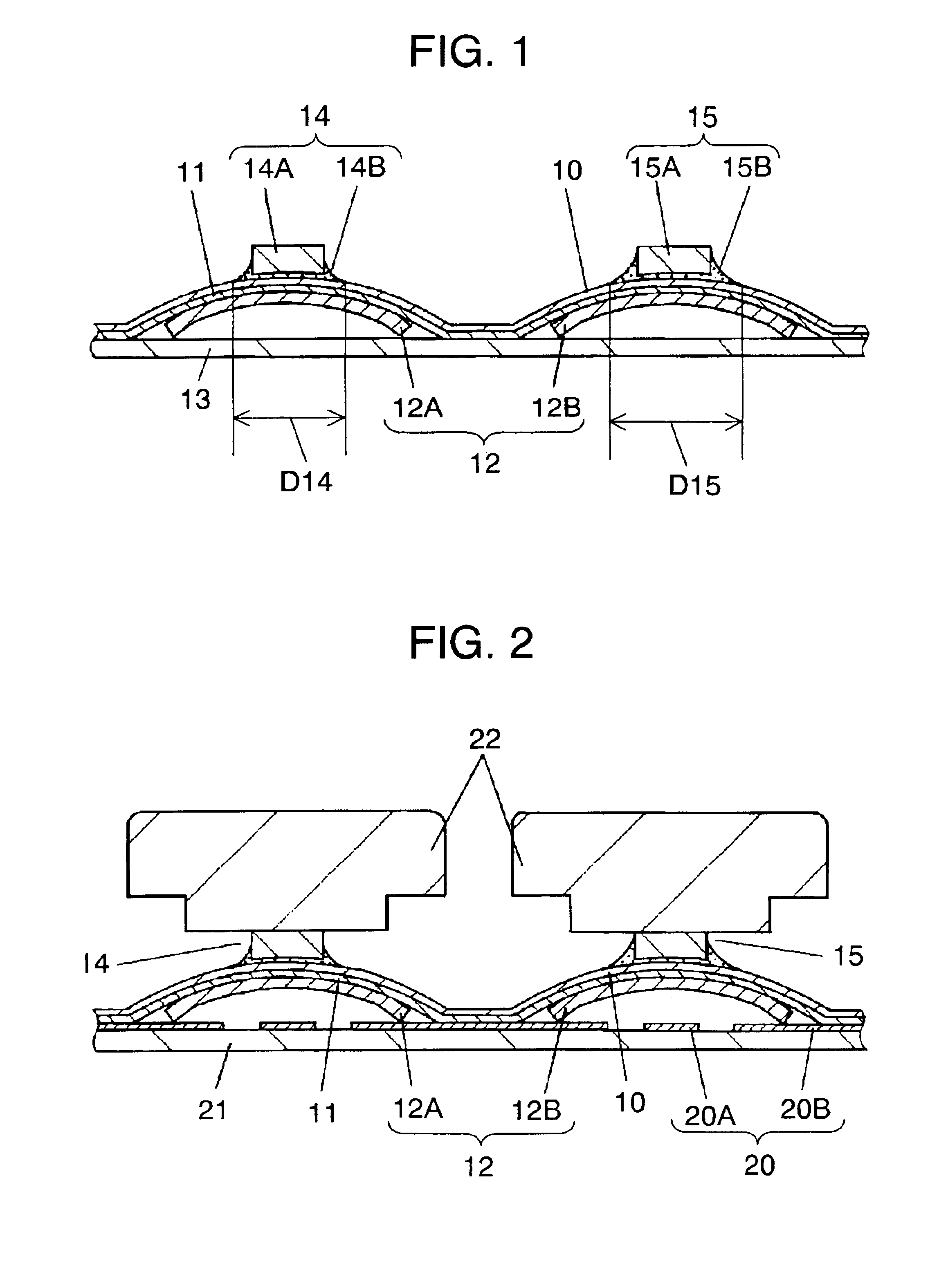 Movable contact unit with operating projections, method of mounting operating projections and operating panel switch using movable contact unit with operating projections