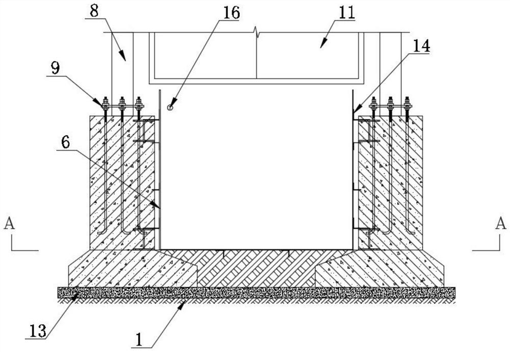 Fabricated additionally-mounted elevator foundation and metal foundation trench