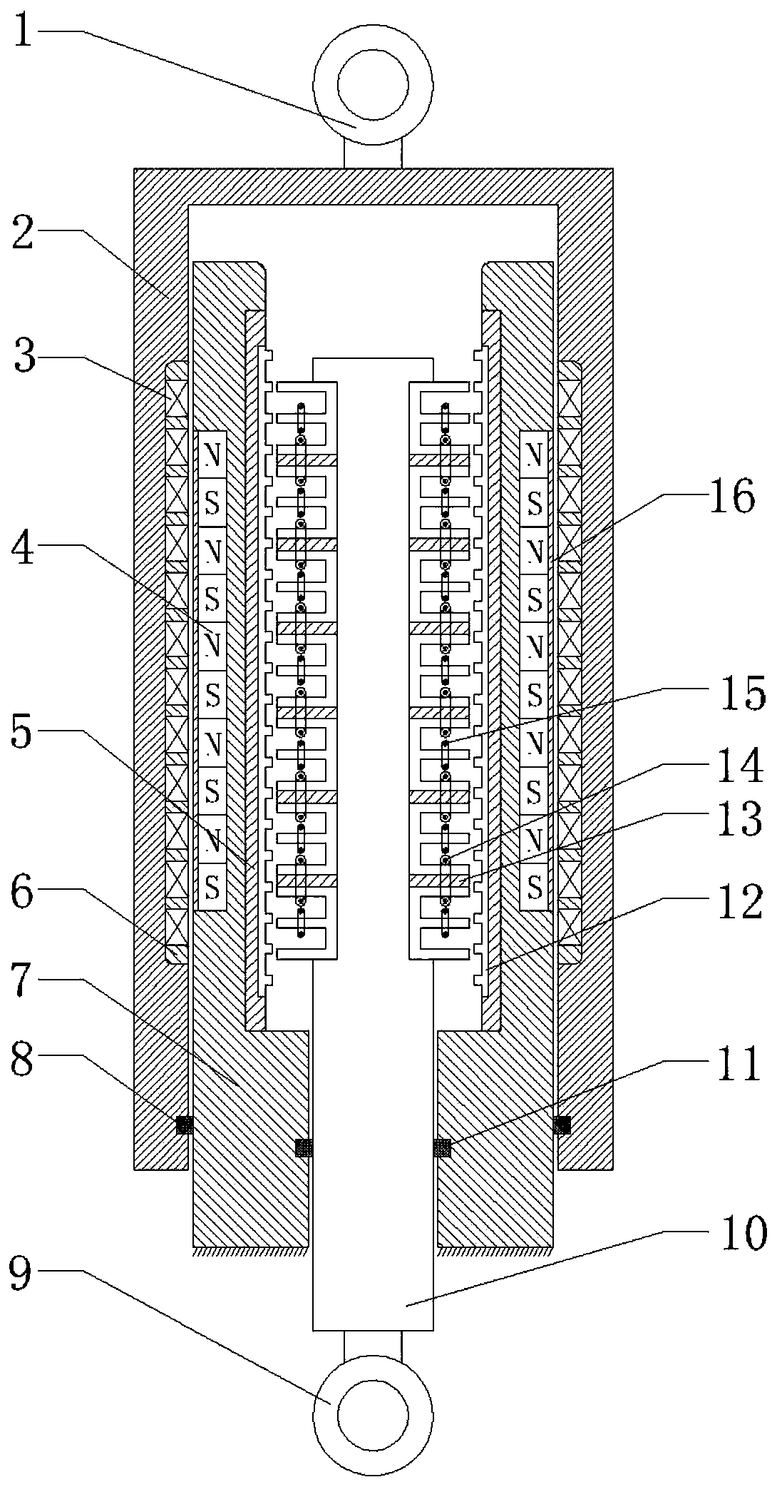 Double linear motor energy-feeding active suspension actuator and control method thereof