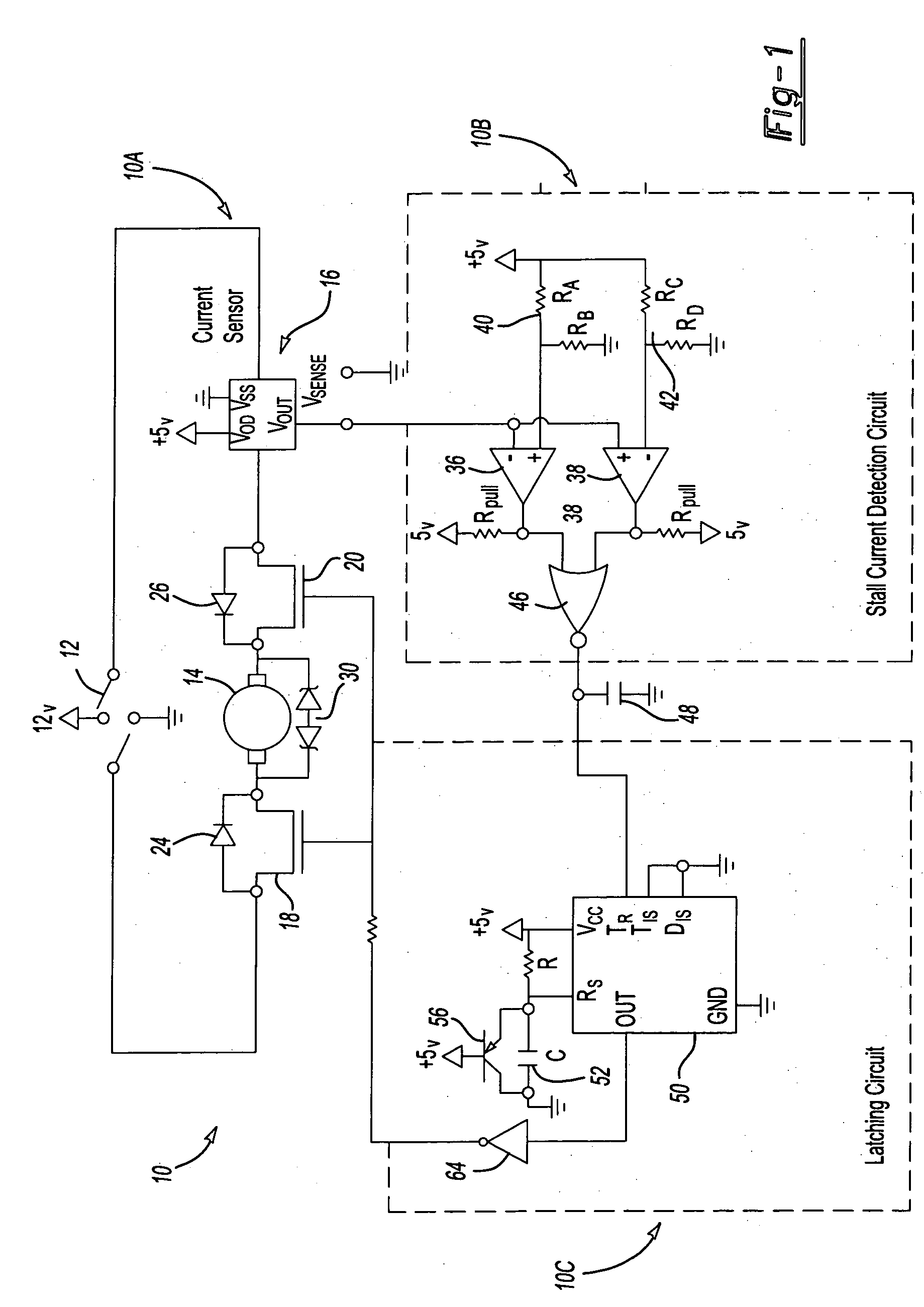 Bidirectional motor stall protection circuit