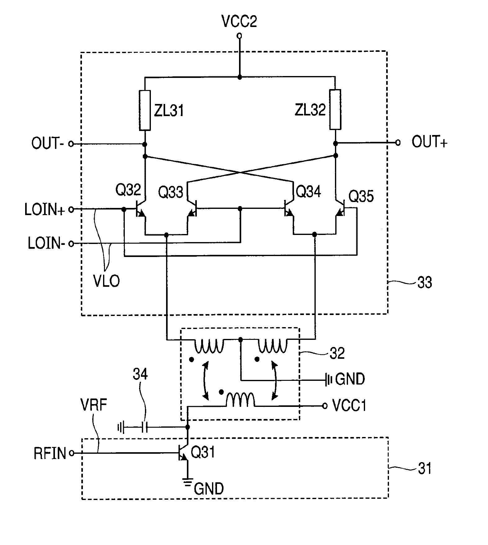 Active mixer circuit and a receiver circuit or a millimeter-wave communication unit using it