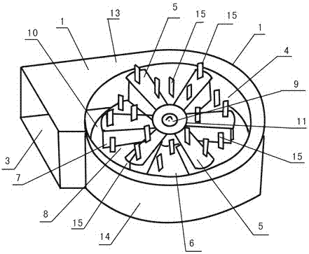 Material suction and discharge crushing fan