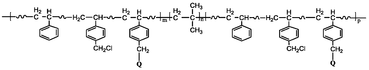 A kind of nitrogen onium ionized poly(styrene-b-isobutylene-b-styrene) triblock copolymer and preparation method thereof