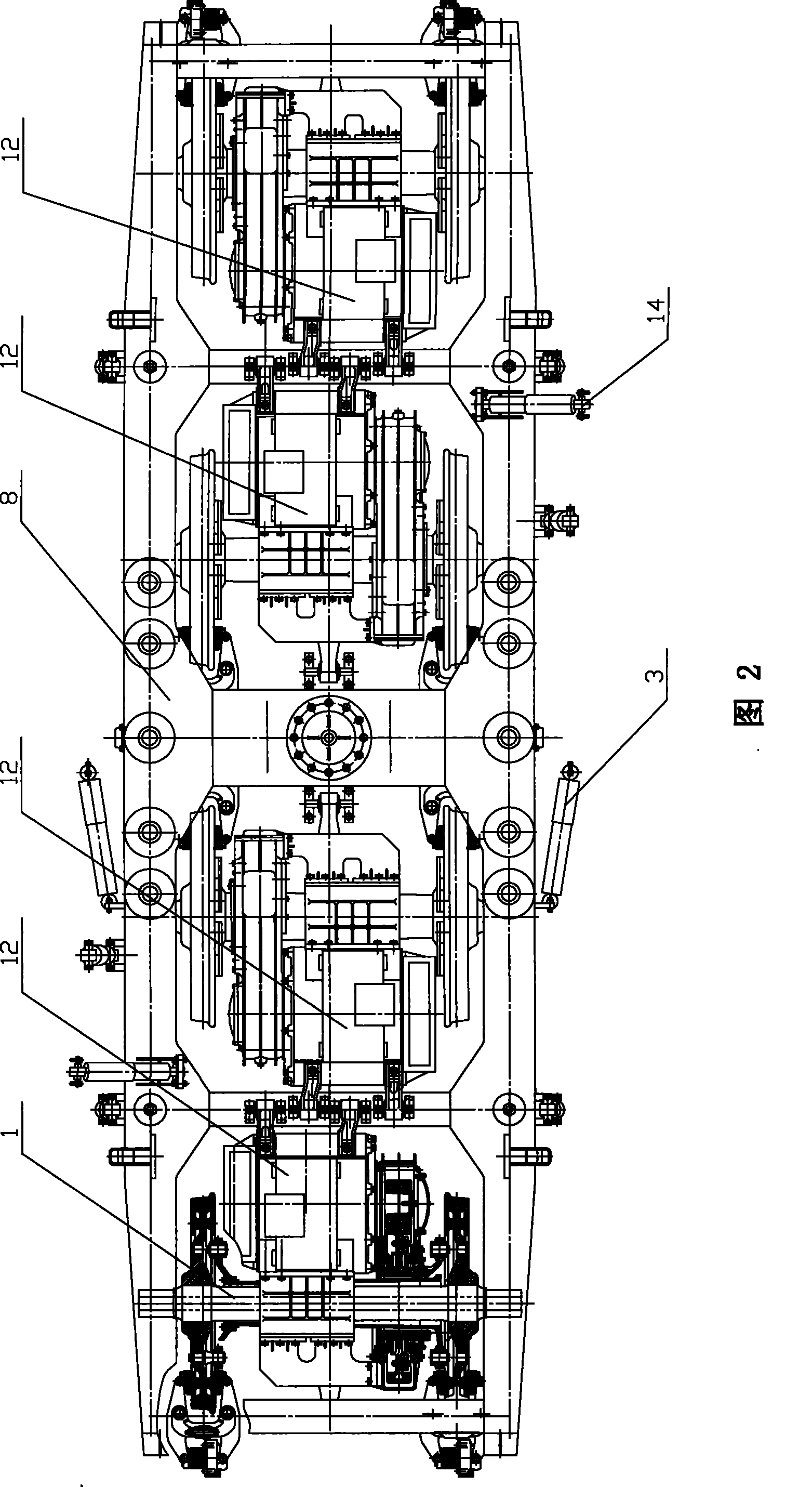 Four-shaft high-speed bogie for motorcycle