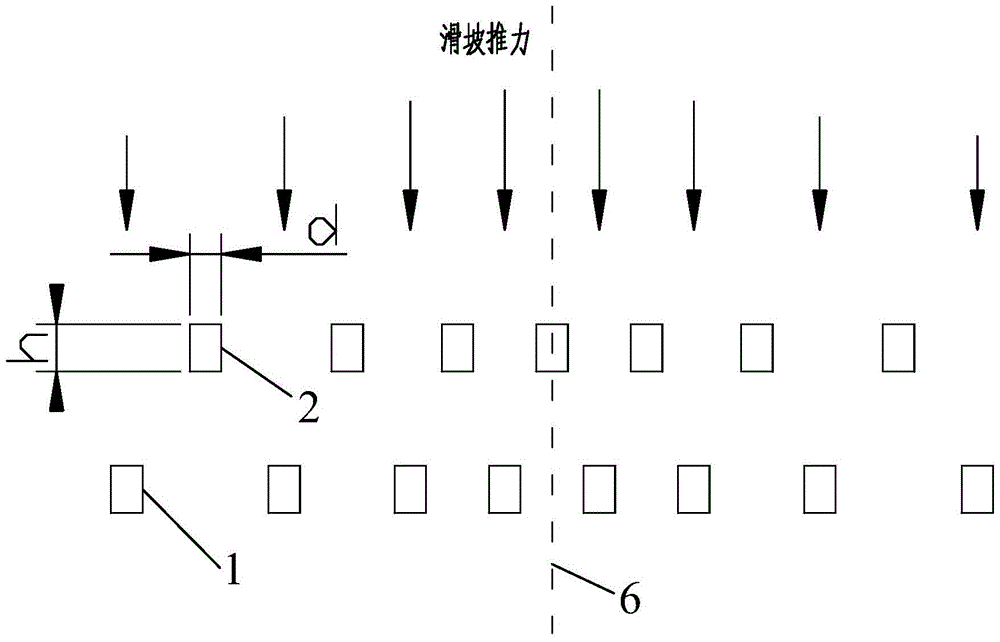 A double-row long and short combined anti-sliding pile