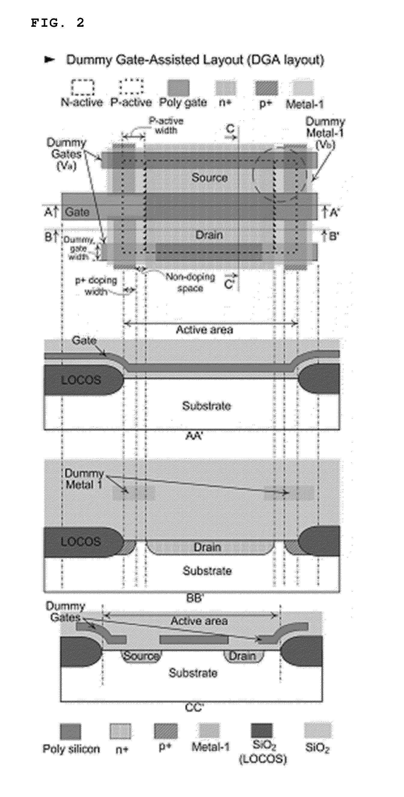 Radiation tolerant dummy gate-assisted n-MOSFET, and method and apparatus for modeling channel of semiconductor device