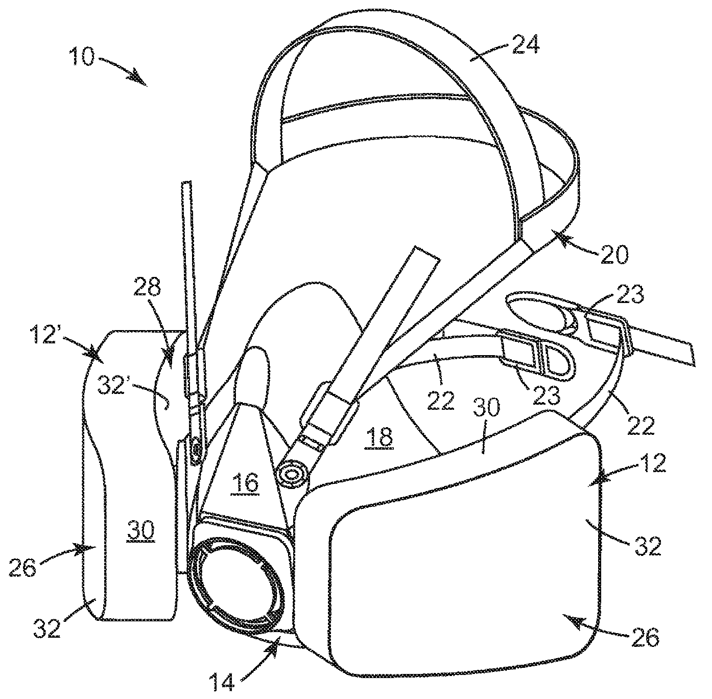 Filter cartridge having central plenum and housing sidewall