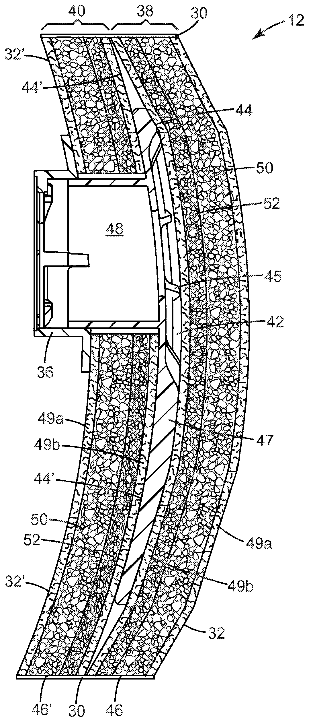 Filter cartridge having central plenum and housing sidewall