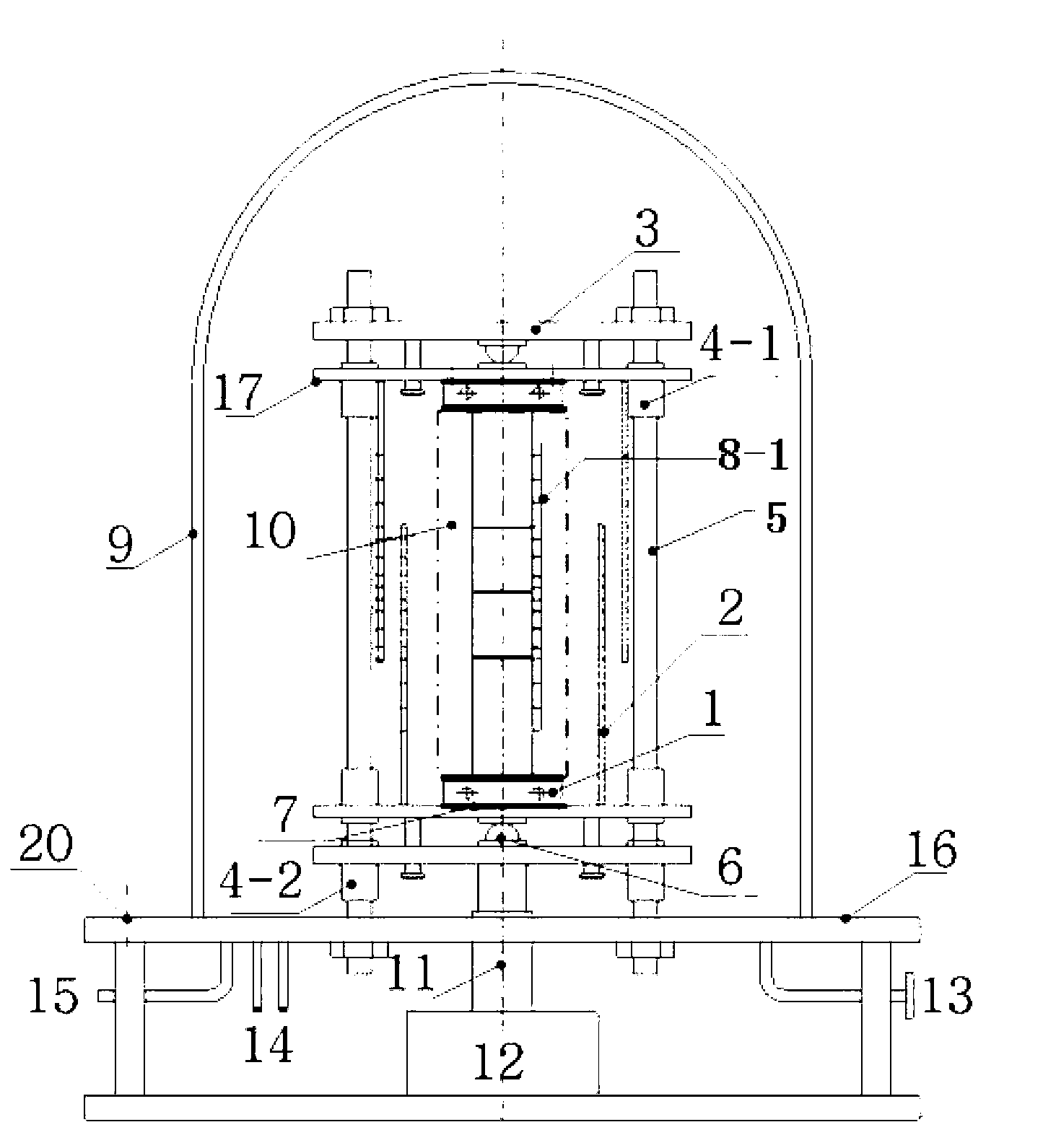 Heat conduction coefficient and contact thermal resistance testing device