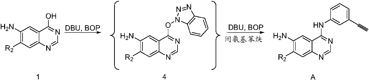 Synthesis method and related intermediate of N-(3-alkynylphenyl)-4,6-diaminoquinazoline-based compound