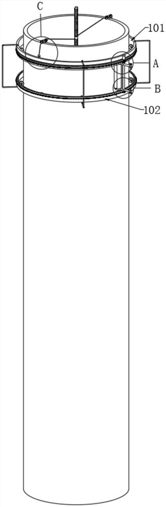 Winding type film covering device based on column and tower structural body of house building