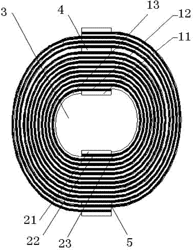 Radial double split foil winding and winding method thereof