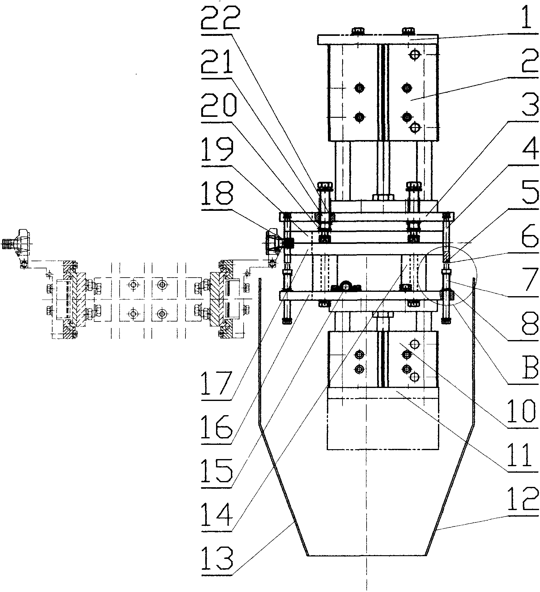 Waste-removing device applied in the process of producing large transfusion soft bag
