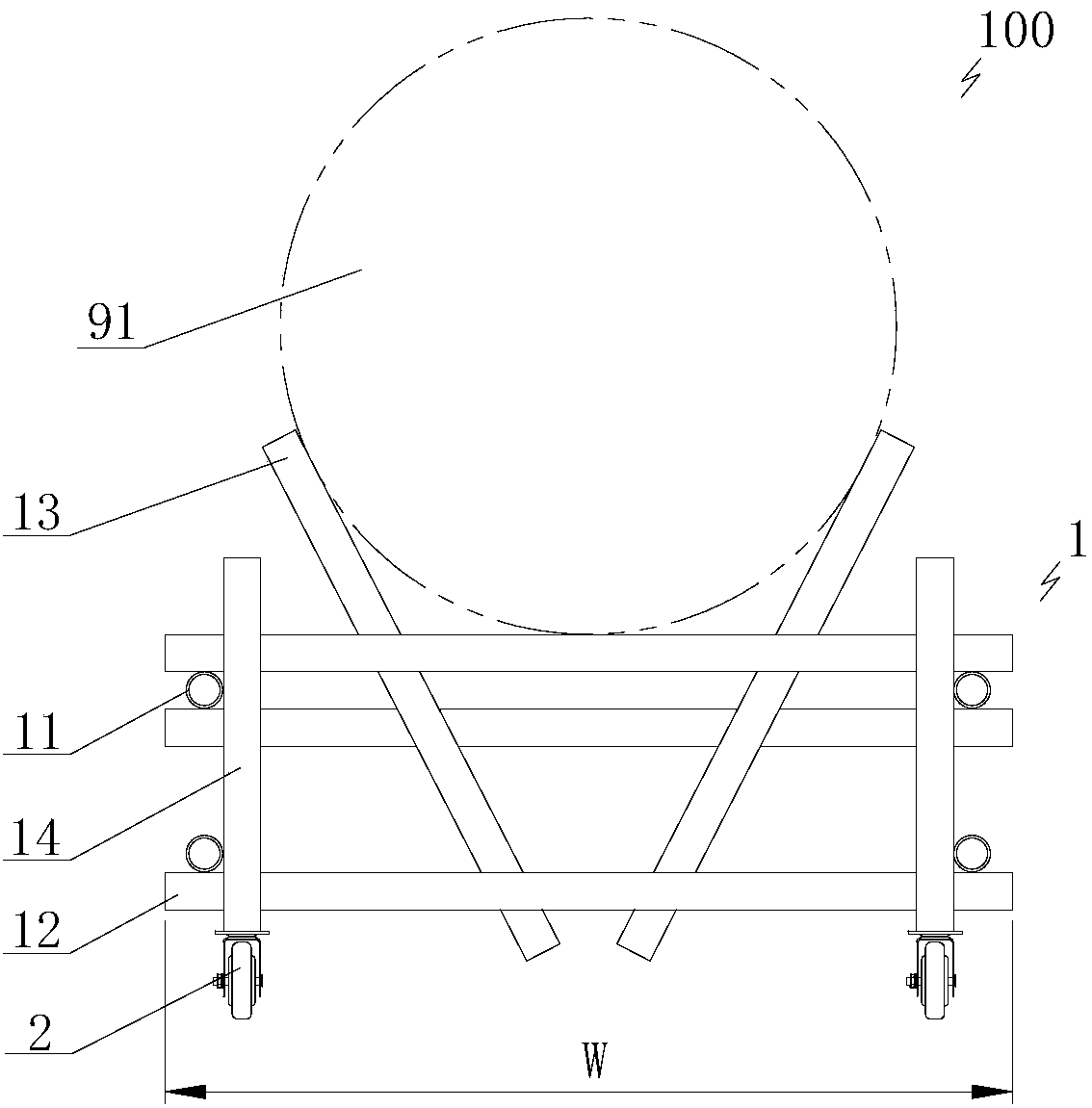 Pipeline conveying device for interior of integrated pipe rack