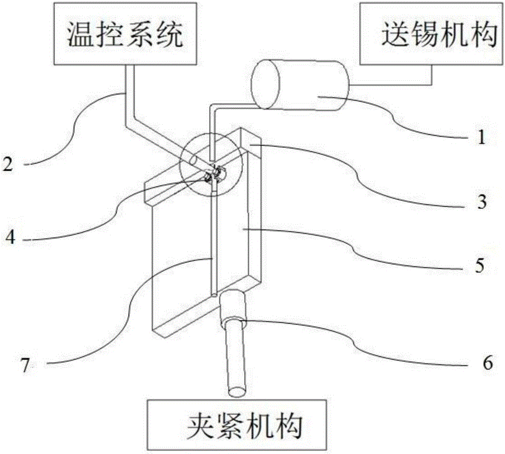 Automatic welding device of coaxial cable outer conductor and adapter base and welding method