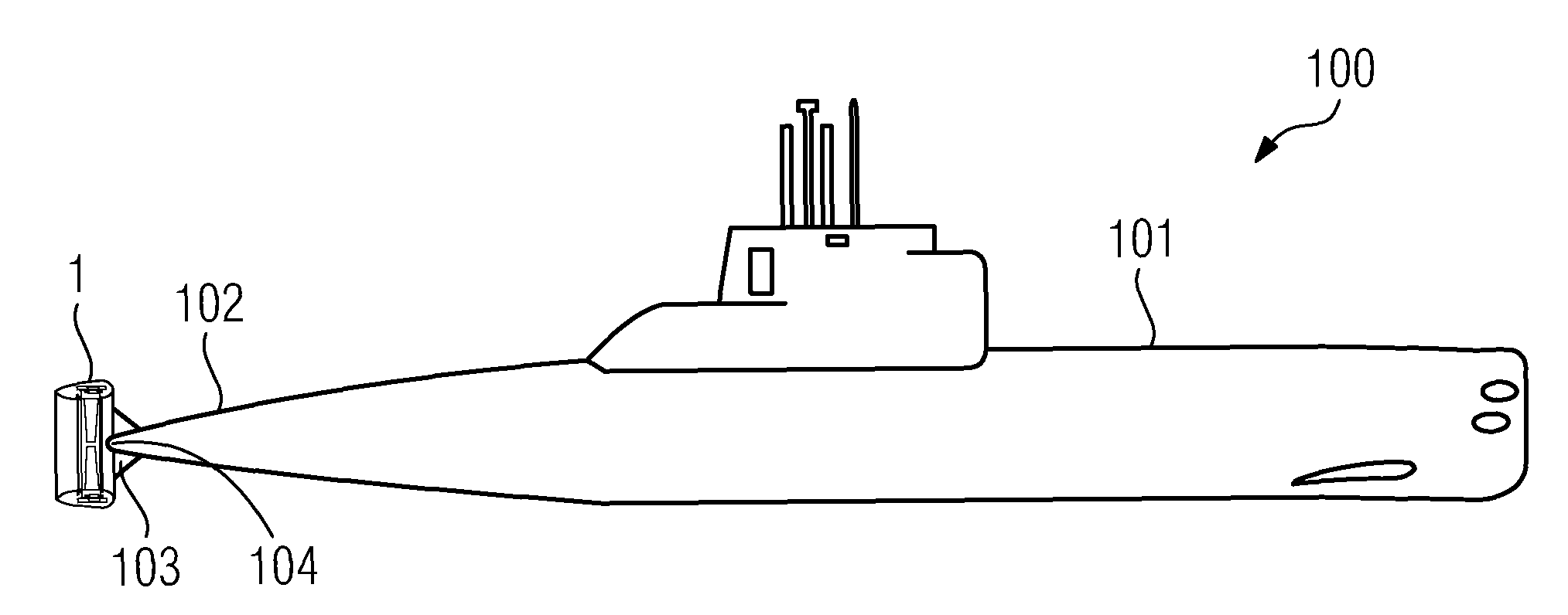 Submarine with a propulsion drive with an electric motor ring