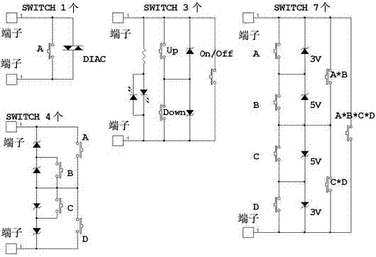 Control device of lighting devices, motors, solenoids or heating bodies connected by AC single line