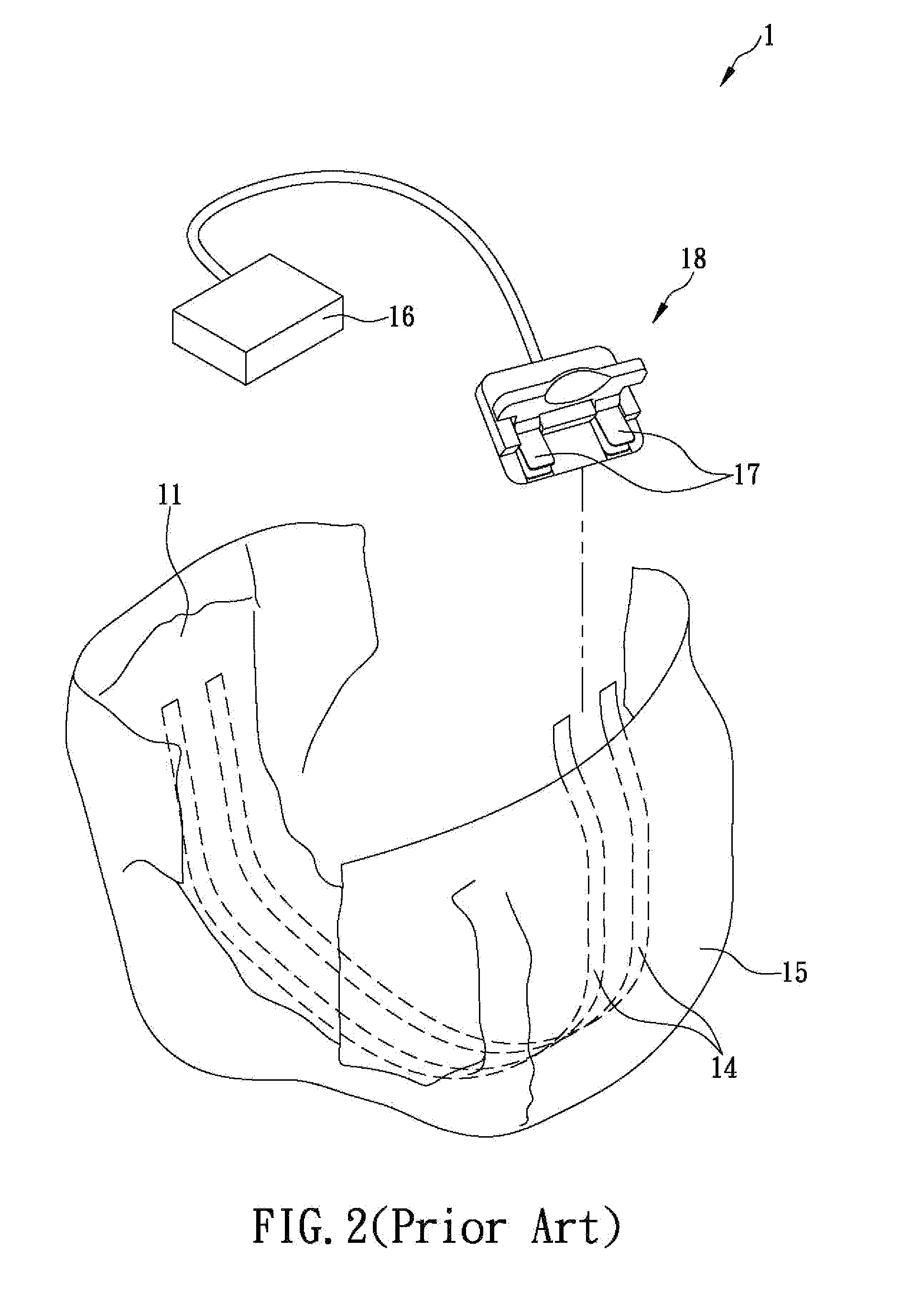 Diaper structure capable of wirelessly detecting a soaking wet condition thereof and diaper detection system of the same
