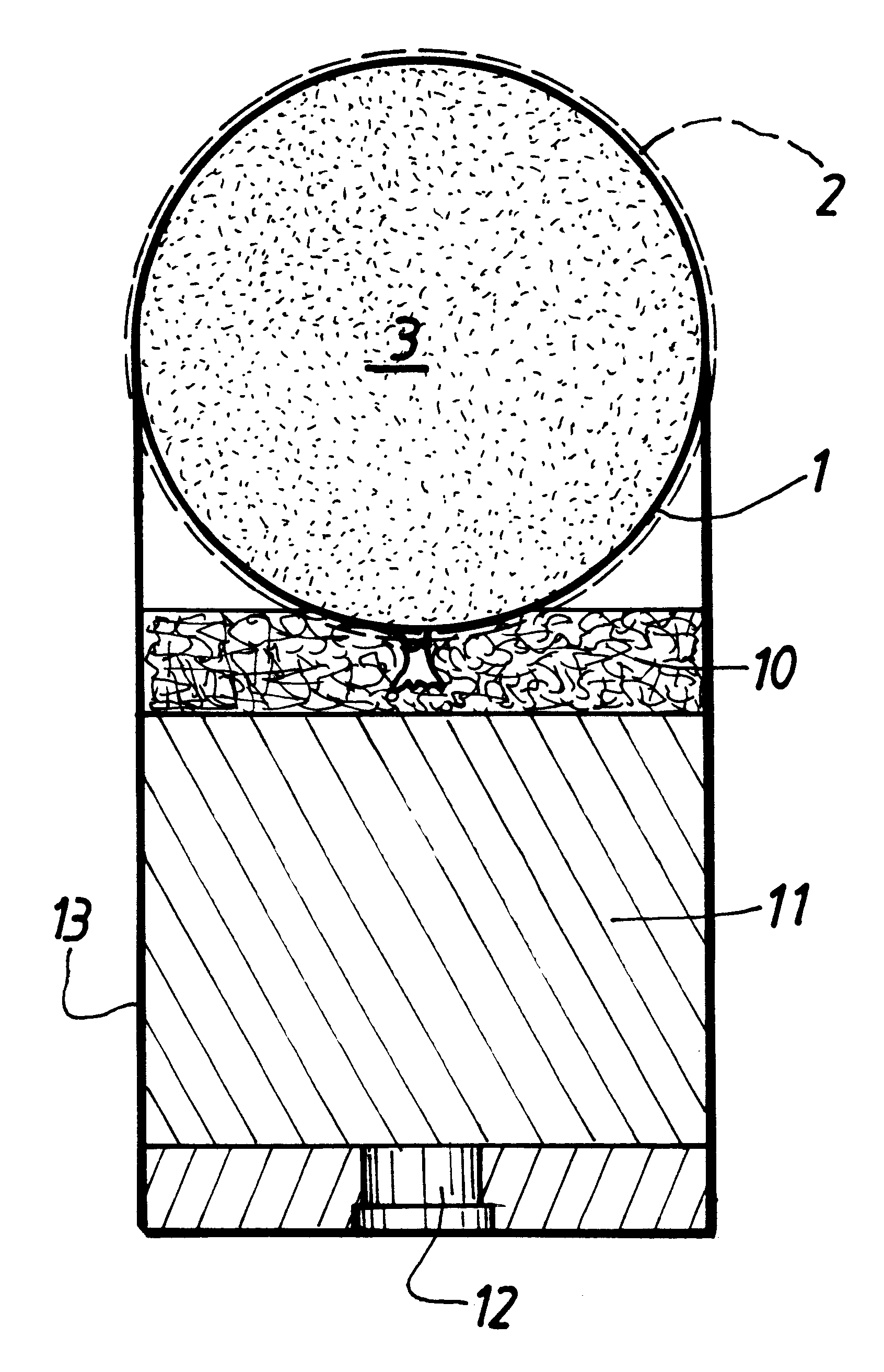 Non-lethal projectile with fine grain solid in elastic infrangible envelope