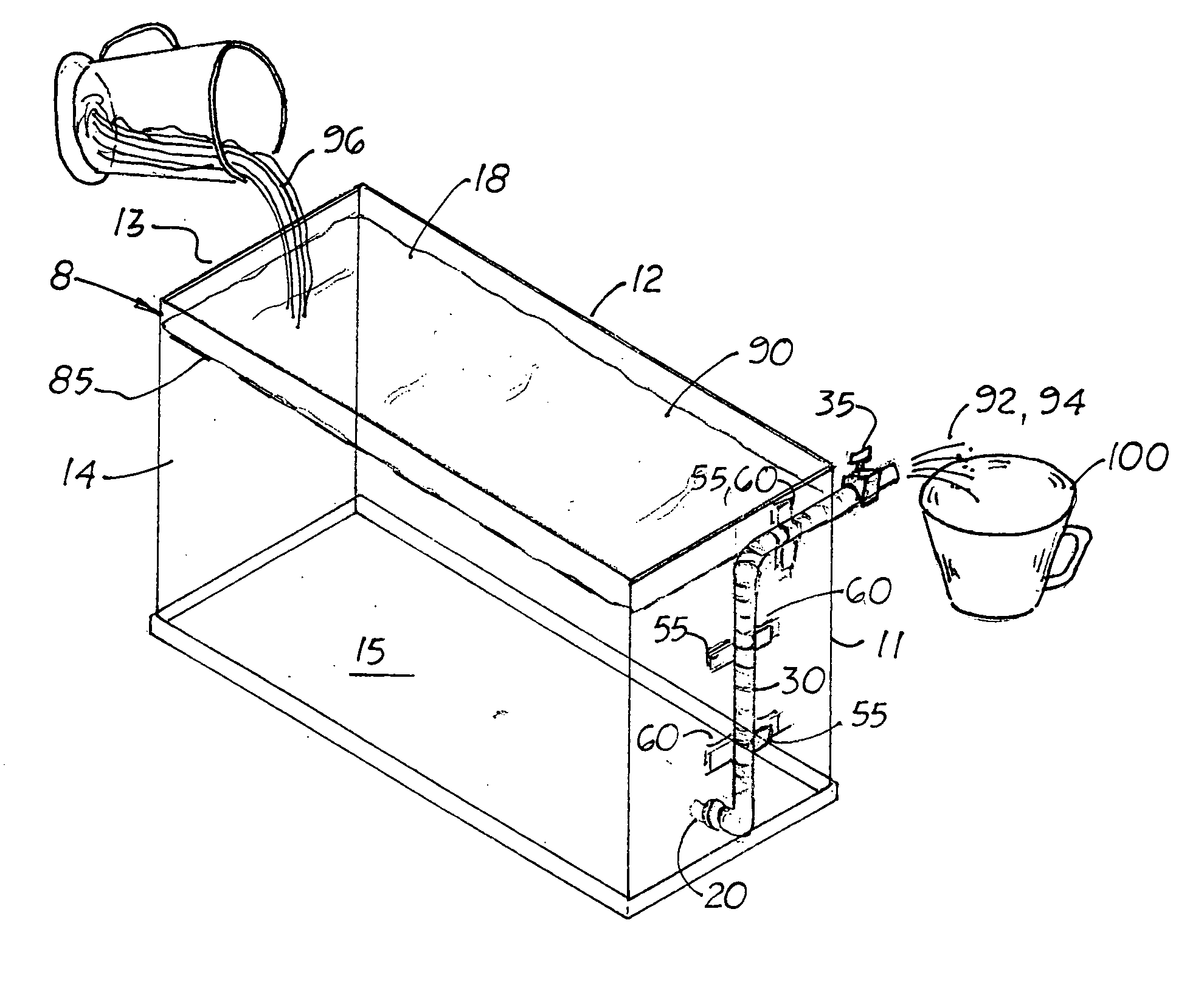 Fish tank with integrated gravity assisted cleaning apparatus
