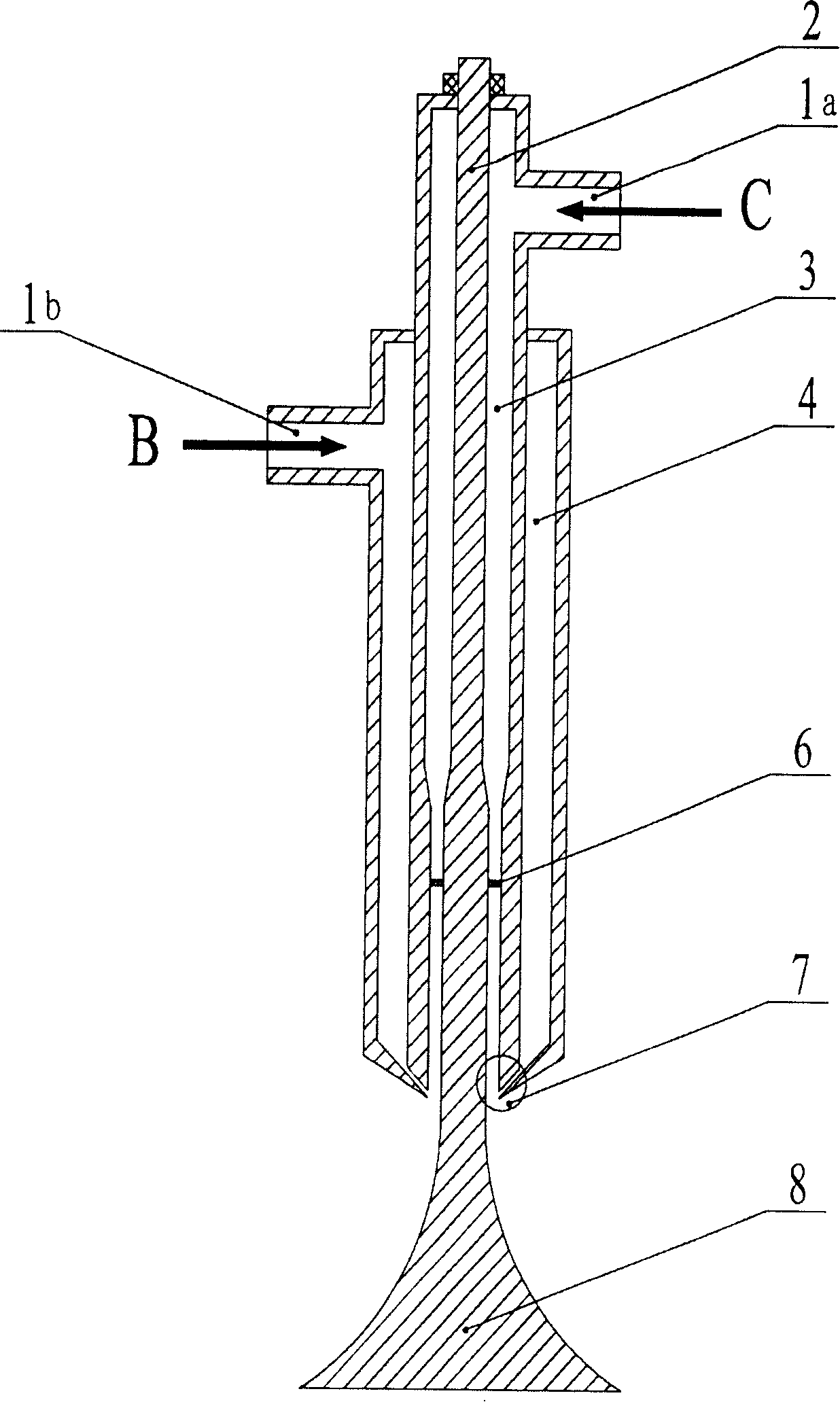 Liquid film colliding type jet reactor