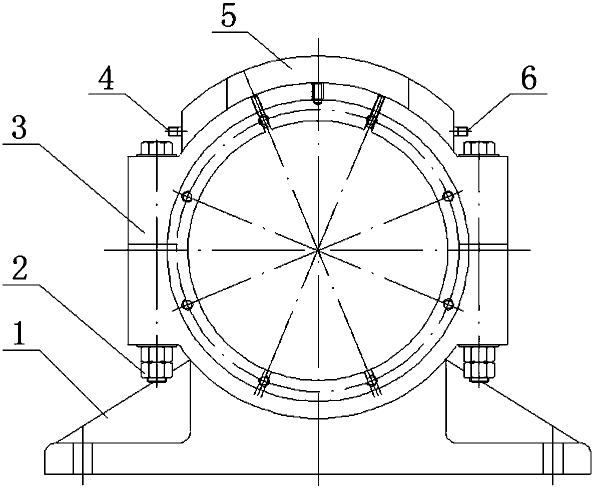 Water-cooling bearing pedestal of transmission shaft of ball mill