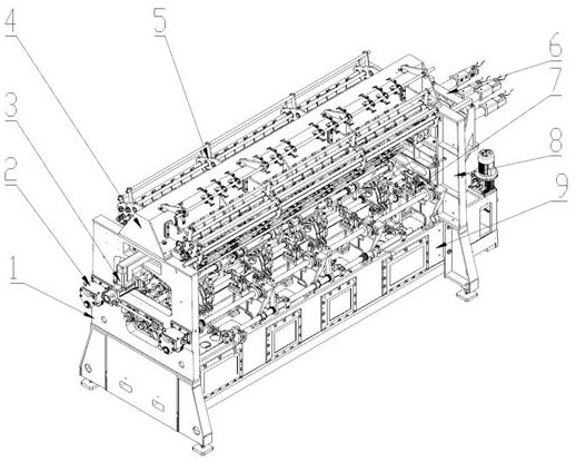 A double-needle bed warp knitting machine with horizontally reciprocating combs