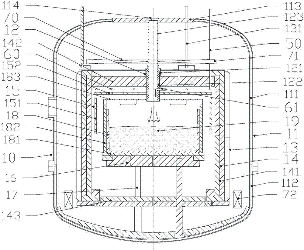 Polycrystal ingot furnace with heat exchanger, deflector and carrier gas heating device all installed internally